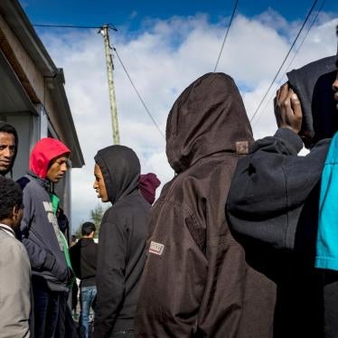 Unaccompanied children in the Calais migrant camp await interviews with the UK Home Office, October 22, 2016. 