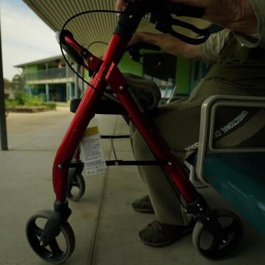 A prisoner with an assistive chair in Wolston Correctional Centre, Queensland. 