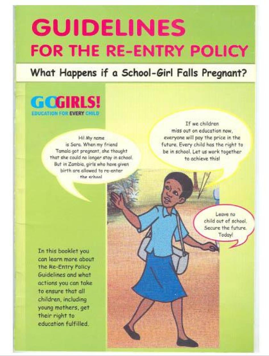 Front cover of Zambia’s “Guidelines for the Re-Entry Policy,” adopted in 2007. 