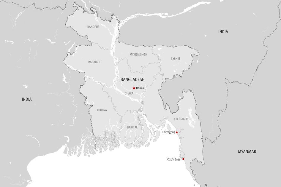 A map showing the provinces of Bangladesh