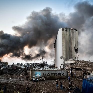 Smoke rising over the site of an explosion