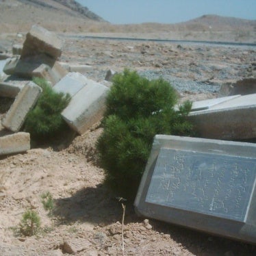 Overturned tombstones in a rural area 