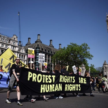 People march for the "Not My Bill protest" to demonstrate against the government's anti-protest laws, anti-strike laws, anti-traveler laws and the illegal migration bill, London, United Kingdom, May 27, 2023. 