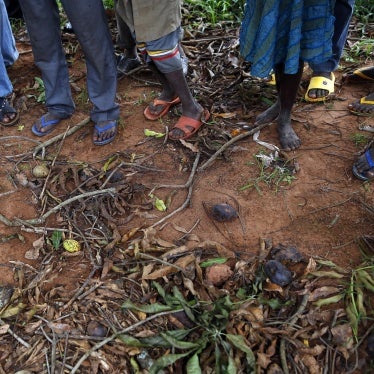  People stand by a Muslim store that was looted by anti-balaka fighters in Guen, Central African Republic, April 15, 2014. 